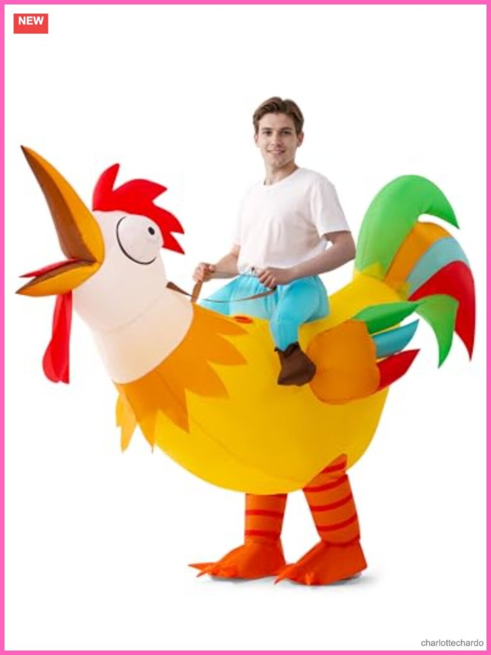Adult Inflatable Rooster Costume Halloween Blow Up Ride On Suit